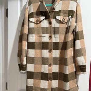 Anthropologie Plaid Utility Jacket in Green and Tan